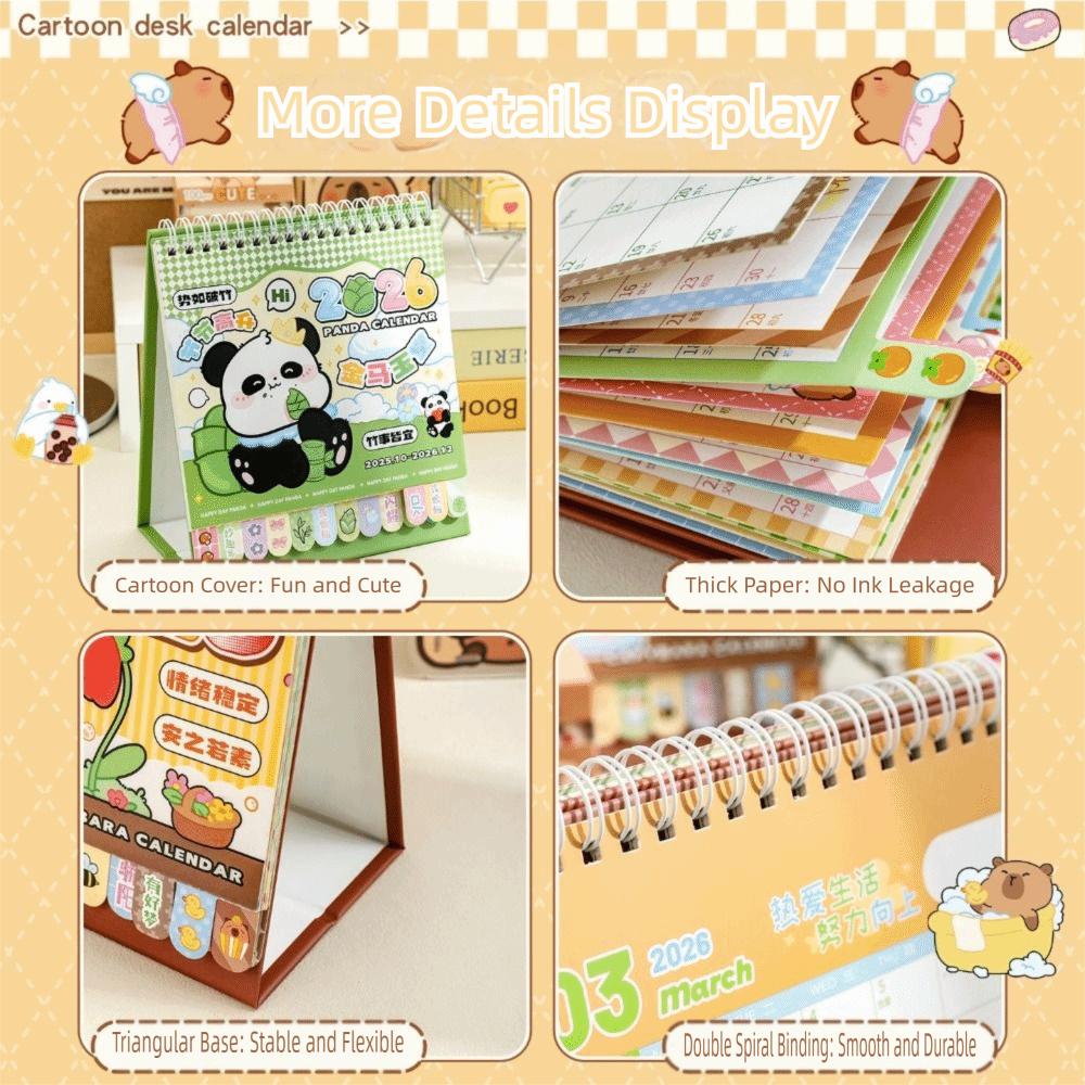 Coil 2026 Desk Calendar Capybara/Panda Schedule Planner Mini Calendar Office School Supplies