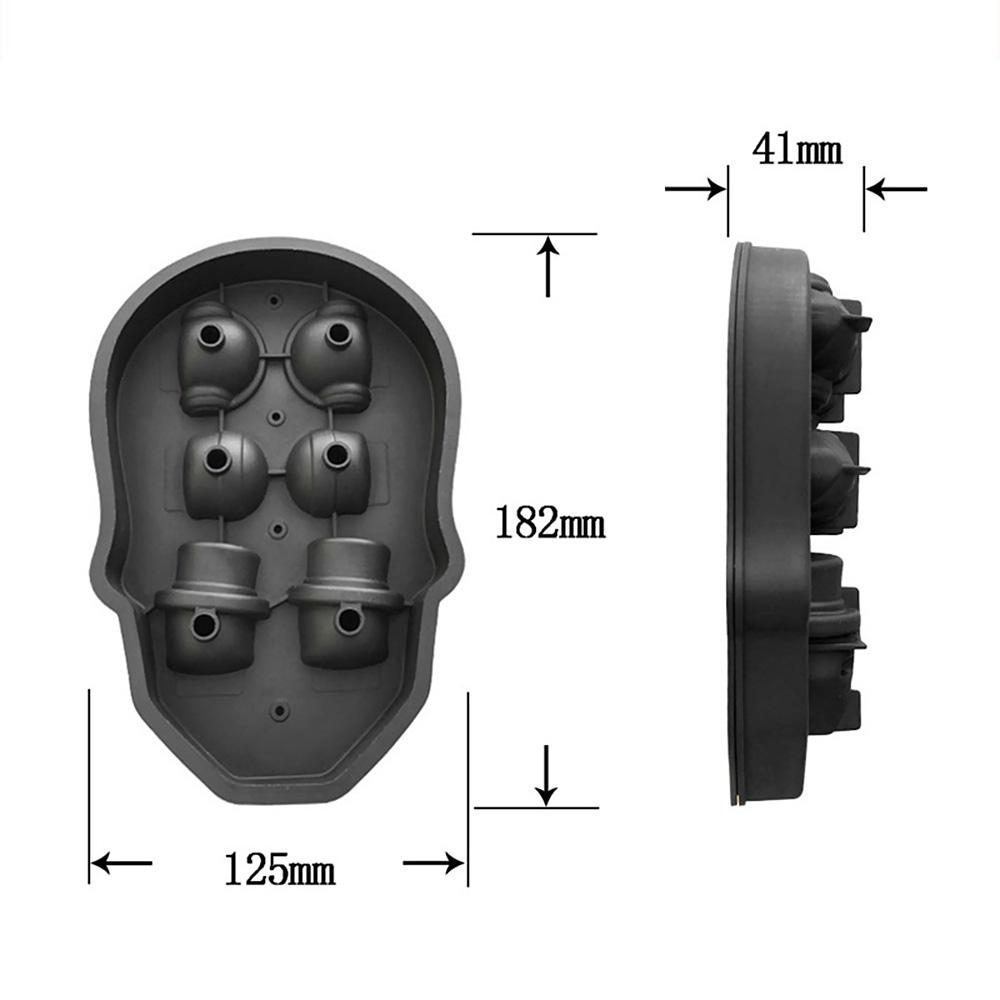 Lebka Tácky na ledové kostky Silikonová 3D DIY forma pro domácí kuchyni Černá měkká
