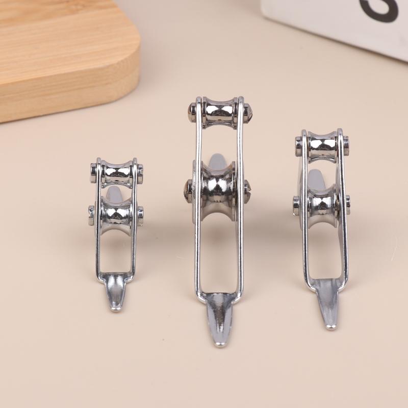 Portable Stainless Steel Double Pulley Block Mini Roller Rod Tip Guide Boat Fishing Accessory Smooth Wear Resistant Durable