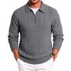 Autumn And Winter Heavy Jacquard Texture Pattern Men'S Casual Simple Zipper Lapel Long-Sleeved Polo Sweater