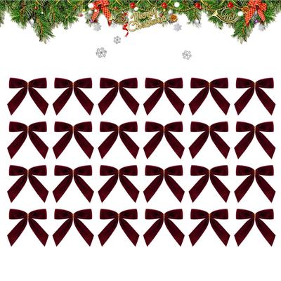 Christmas Tree Velvet Bows 24 Pieces Vintage Vintage Christmas Bows For Wreaths For Garlands Crafts Weddings Parties Candy Bags