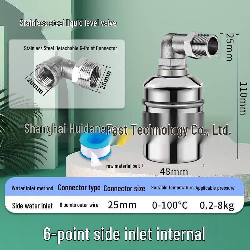 Automatic Stainless Steel Water Level Controller with Float Valve and Switch, NPT Thread