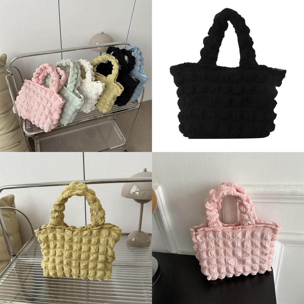 Chic Korean Style Cloud Bag For Girls Fashionable Checkered Handbag In Trendy Colors