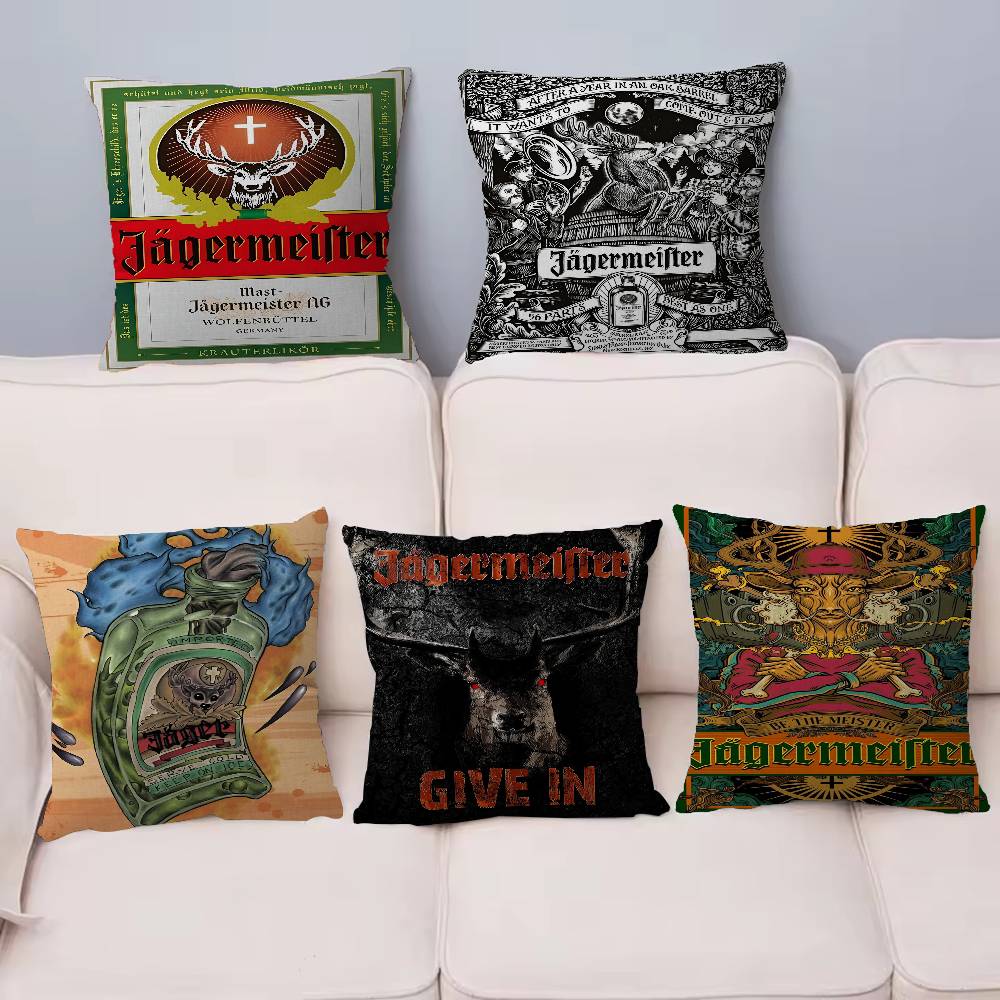 Classic Jagermeister Tin Sign Bar Pub Decorative Room Aesthetics Pillow Case Home Decor Bedroom Sofa Bed Couch Pillow Cover