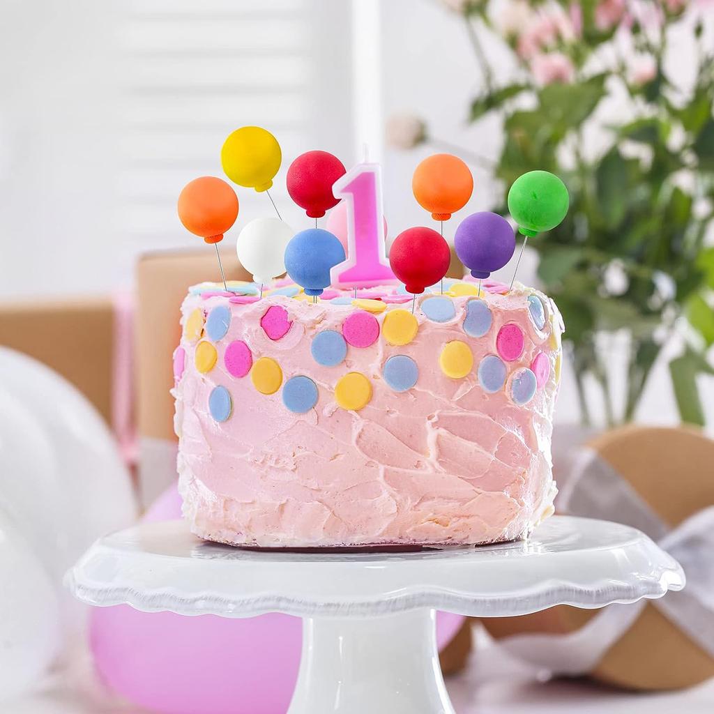 40 kusů mini balónkových ozdob na dorty Barevná duha Ozdoba na dort Kulaté hliněné kuličky Ozdoby na cupcaky pro narozeniny s duhovým jednorožcem