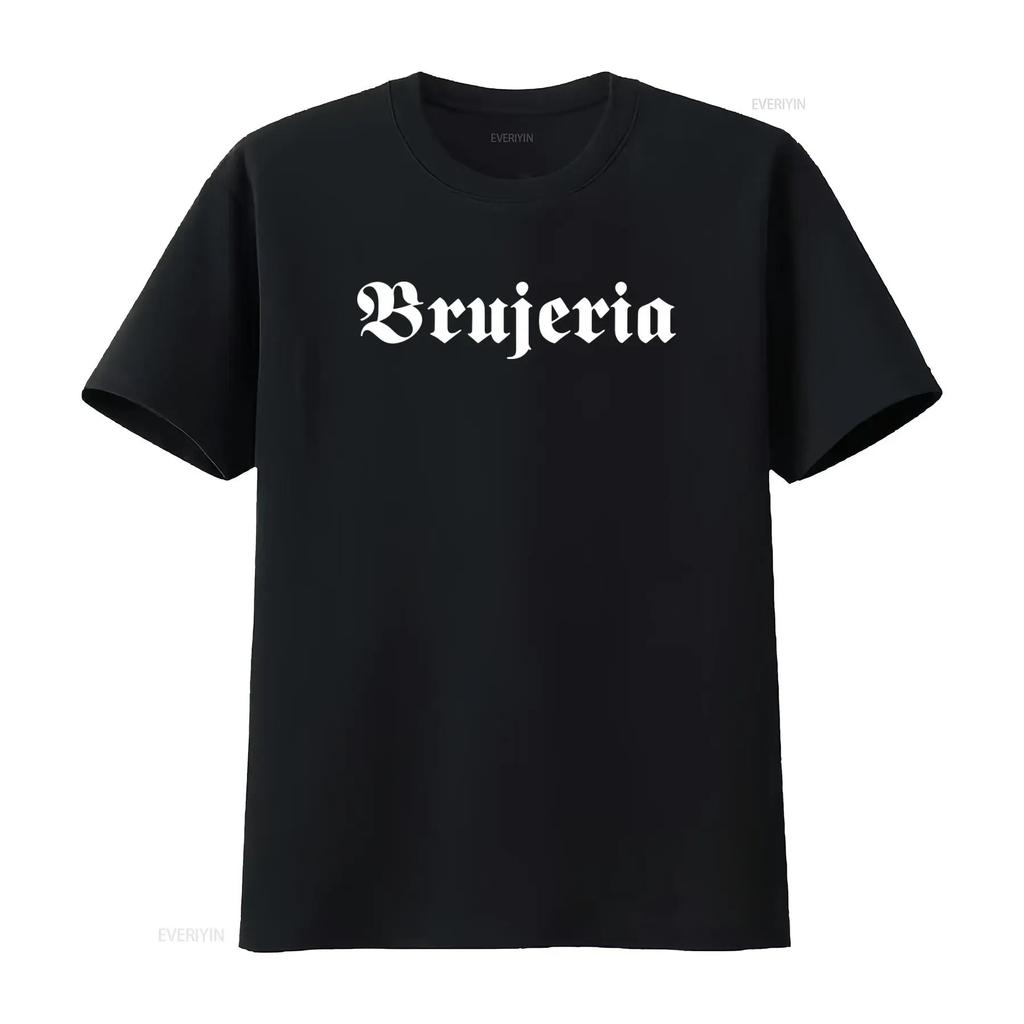 BRUJERIA T-SHIRT Nuova Grafia Gotica Disponibile in Tutte le Taglie S M L XL XXL Colori Nero Bianco vintage Lavato Casual streetwear