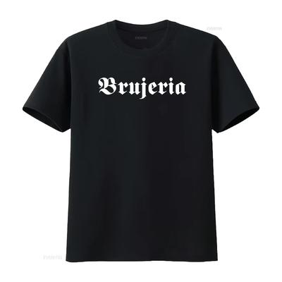 BRUJERIA New Gothic Font T SHIRT Available In All Sizes S M L XL XXL Colours Black White Vintage Washed Casual Streetwear