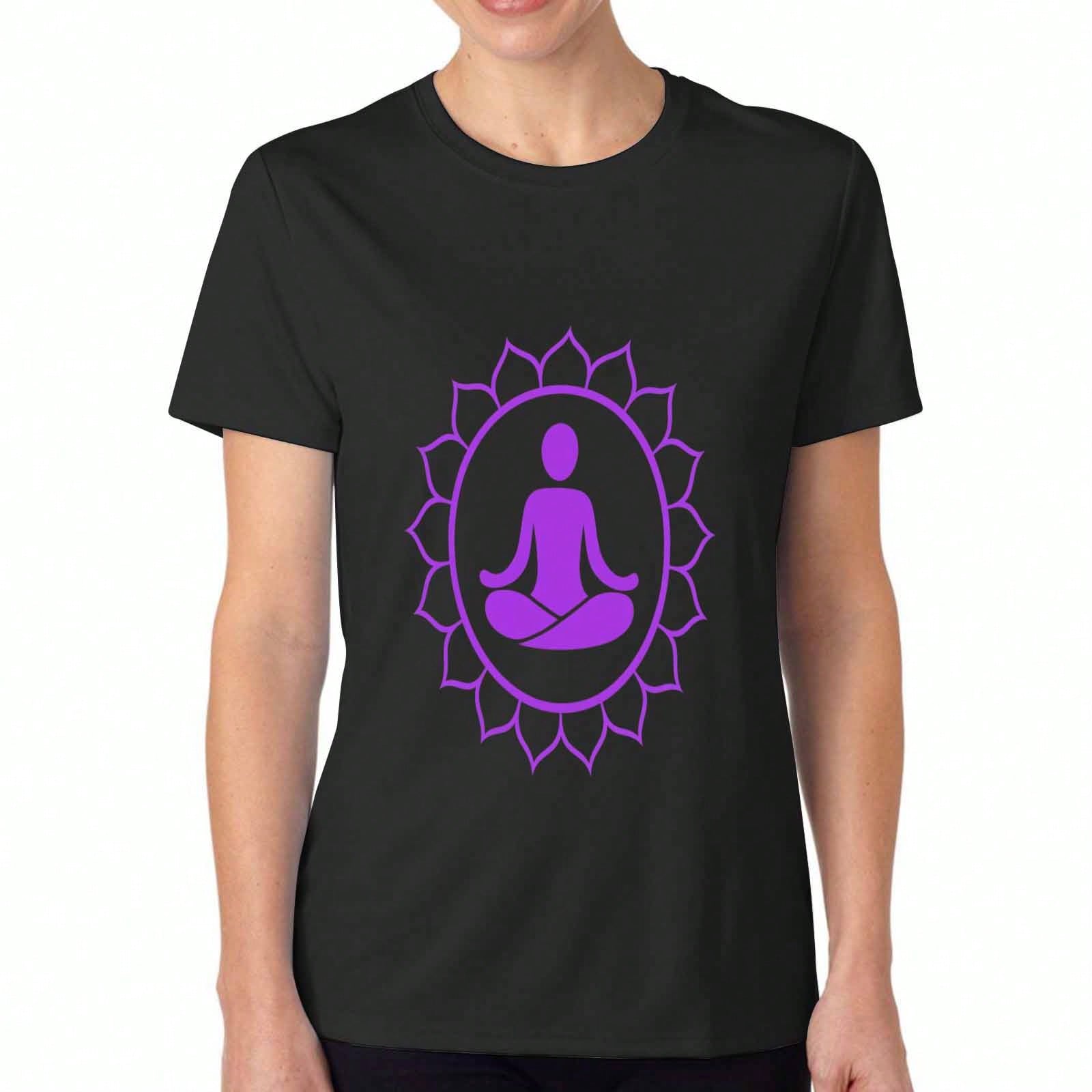 Lotus Yoga Ladies Cotton T Shirt, Pure Cotton Premium Print, Durable, Casual And Fashionable. Meditation Pose Graphic,Relax And Enjoy Every Moment.Com S разноцветный