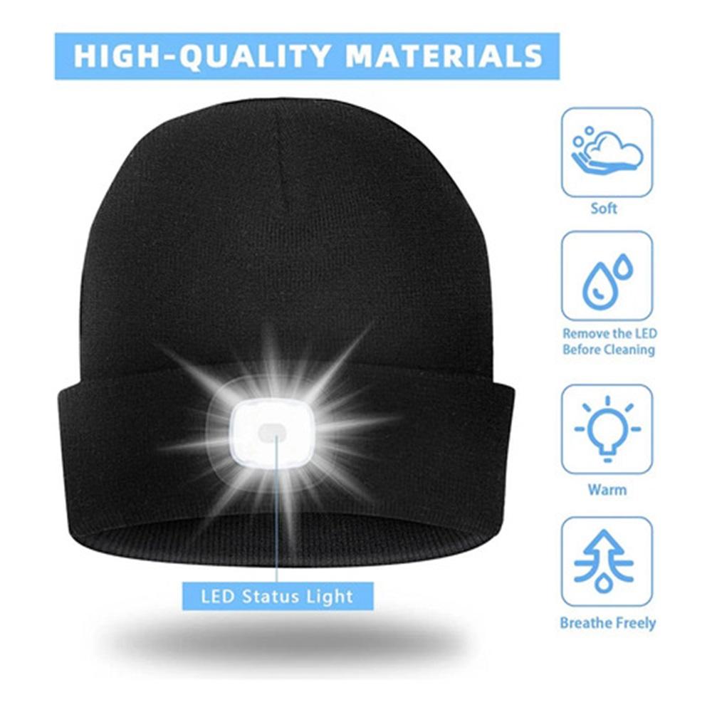 Headlamp Led Beanie Hat With Light - Stocking Stuffers For