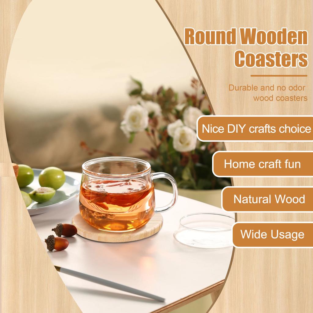 Good-Unfinished Wood Coasters 4 Inch Round Blank Wooden Coasters Crafts DIY Stained Painting Wood Engraving Home Decoration