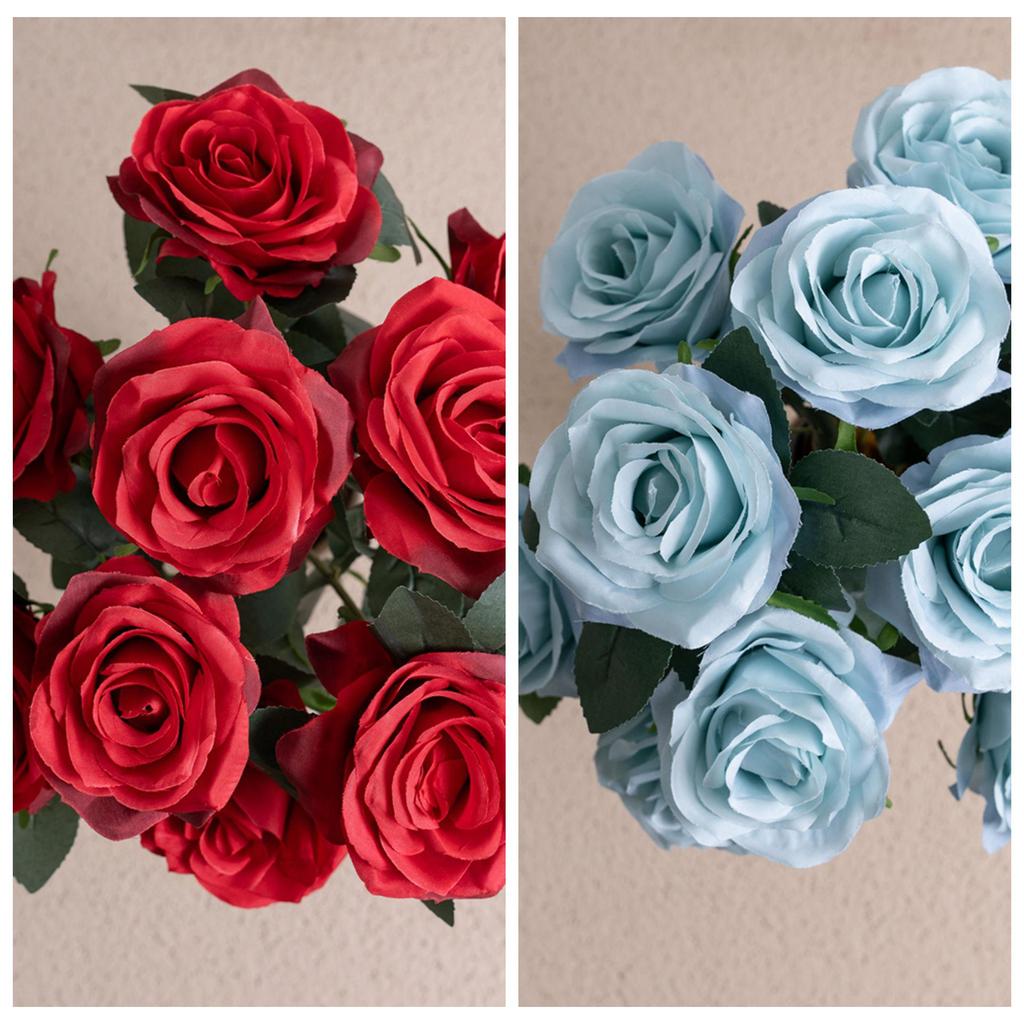 10-Head Rose Bouquet Faux Flowers for Home & Wedding Decor - Clearance Sale