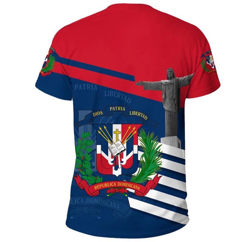 Mode Dominikanische Republik Flagge 3D-Druck T-Shirt Herren Sommer Rundhals Kurzarm T-Shirts Tops Fitnessstudio Sport T-Shirts Herren Kleidung