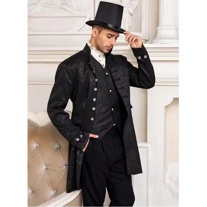 Men's Steampunk Medieval Jacket Pirate Viking Renaissance Costume Formal Tailcoat Gothic Victorian Halloween Tuxedo Coats