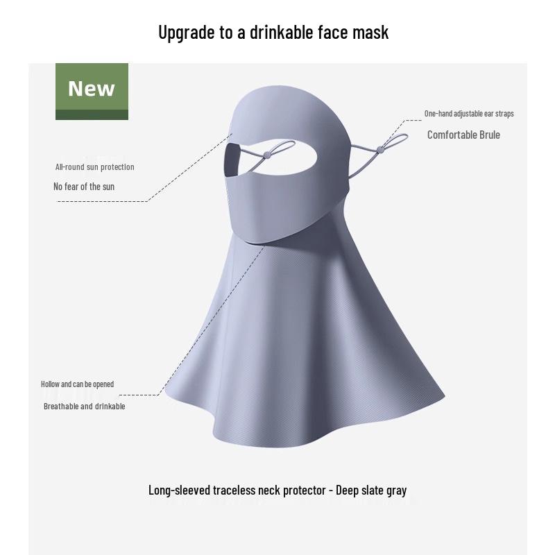 

Breathable Anti-UV Facekini: Drinkable Water Sunscreen Mask for Full Face & Neck Protection - Ideal for Summer Outdoor Cycling темно-серого