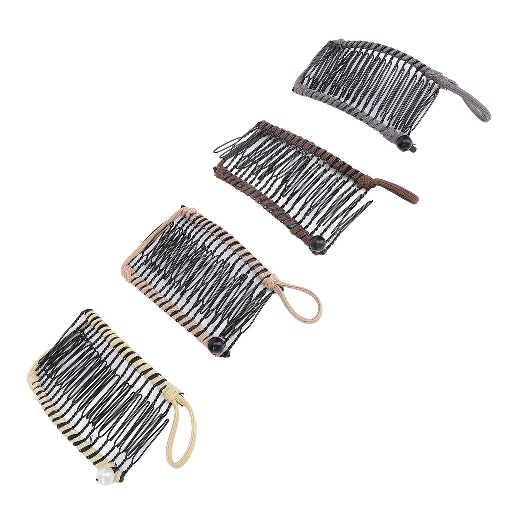 4pcs 20 Teeth Stretch Banana Comb Clincher Light Brown Gray Yellow Dark Brown Hair Banana Clips for Curly Thick Wavy