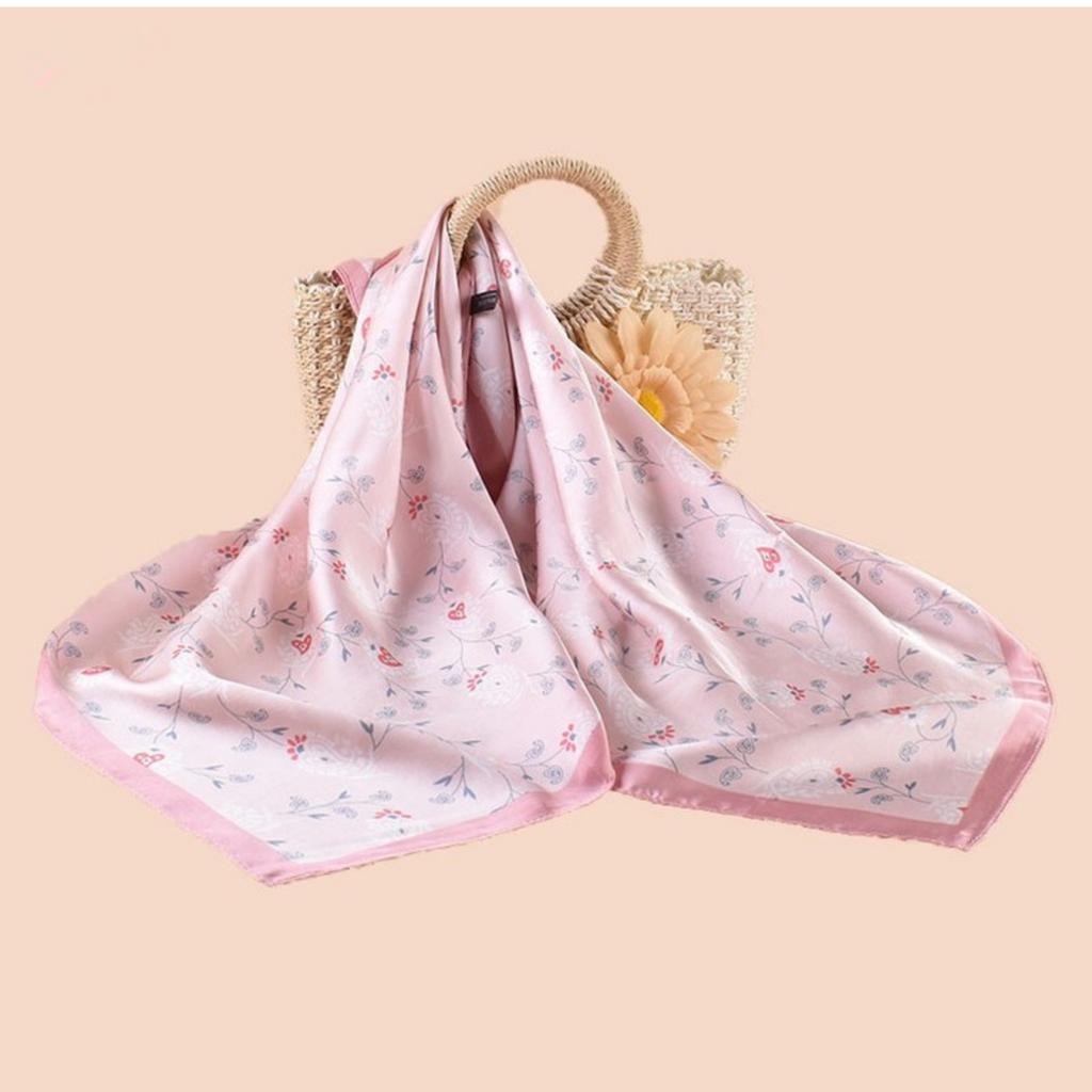 Luxury Design Satin Print Silk Scarf Square Women Neck Scarves Wrap Head Kerchief Beach Hair Band Woman Bandana Summer 70Cm