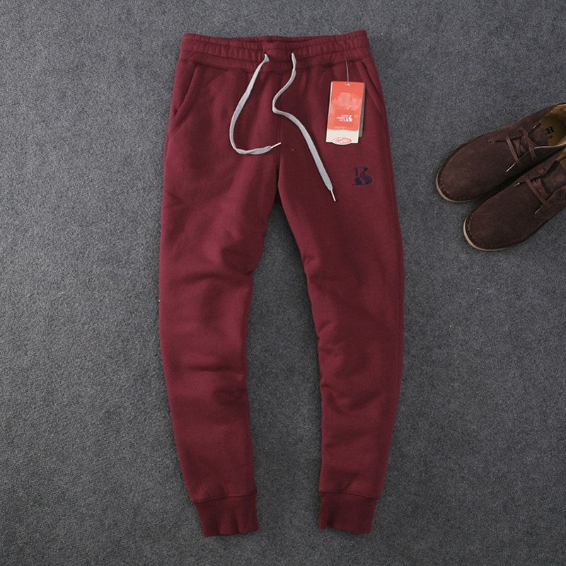 Sweatpants Cut Label Winter Lambskin Export Original Men s Pants Red M