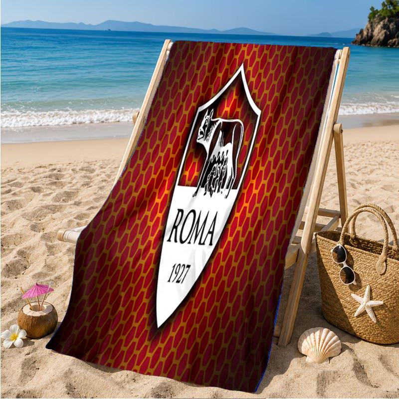 Roma Football Club Emblem Beach Towel Microfiber Beach Towel, Lightweight and Quick-Dry, for Summer Travel, Swimming Pool Fan Birthday Gift