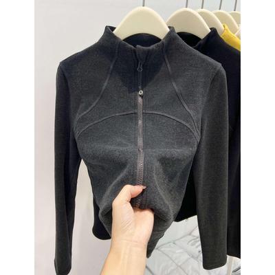 European Half-High Collar Double Zipper Fleece Warm Ins-Style Slim Fit Long Sleeve T-Shirt for Women