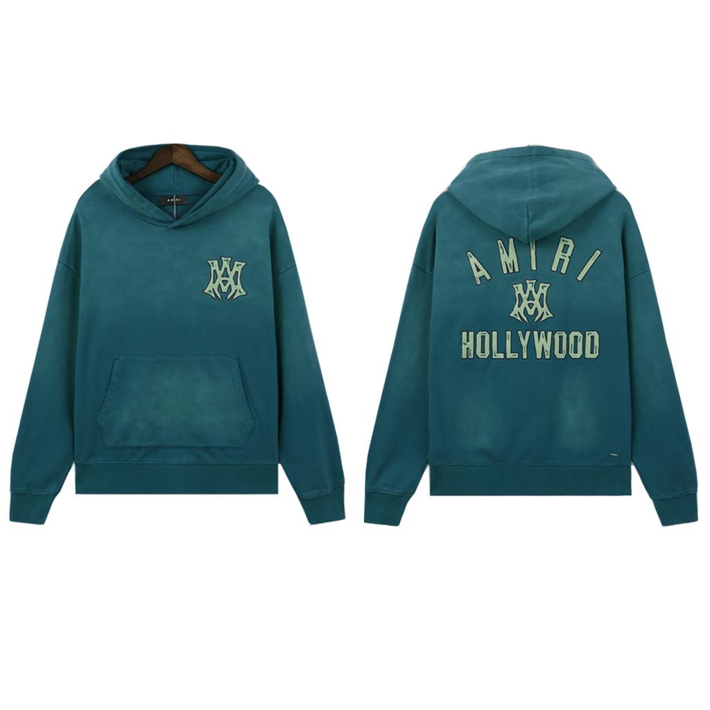 Amiri 2025 Spring and Autumn New Washed Outdated Loose Large Hoodie Set Couple Hoodie Set