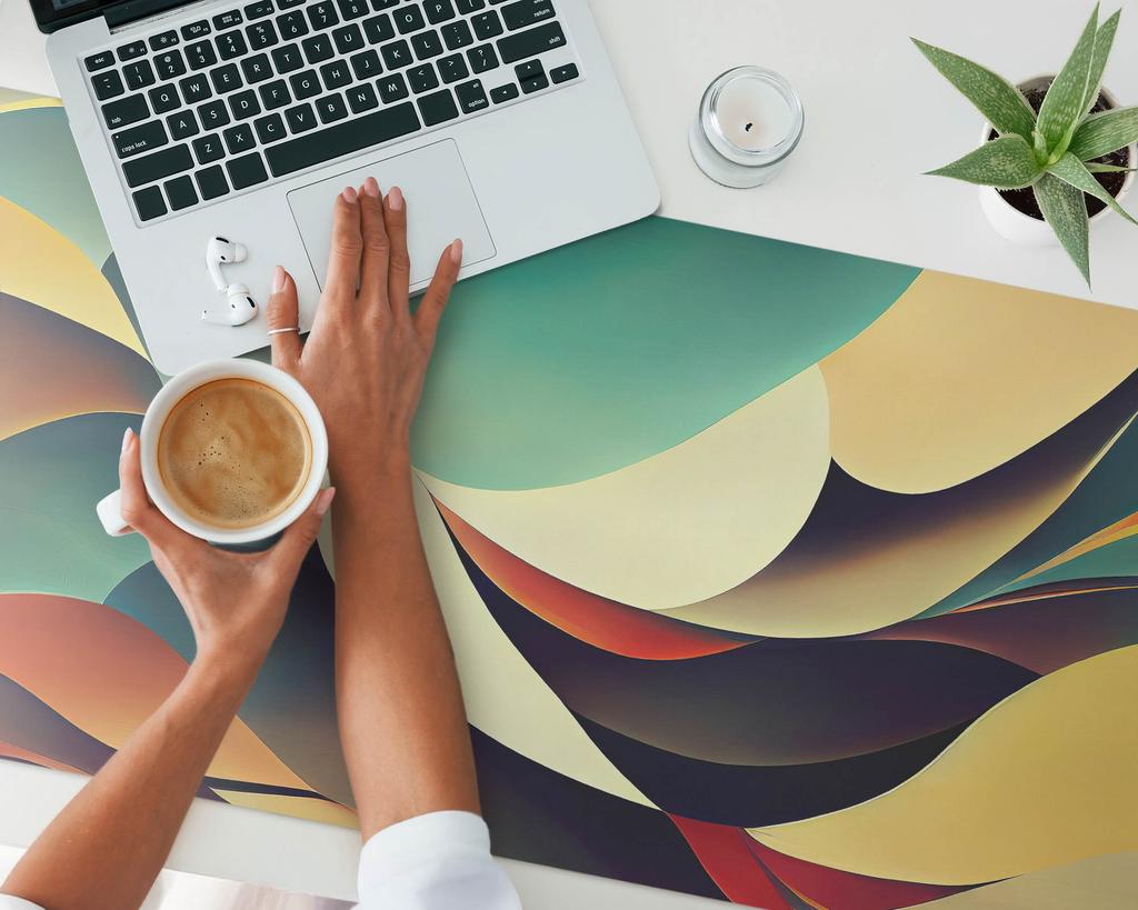 Designerska Podkładka Ochronna Pod Laptopa Abstrakcyjne Fale 120X60 Cm