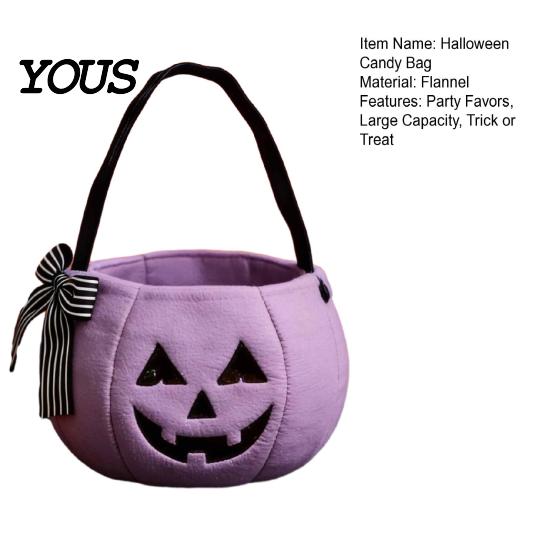 Large Capacity Treat Sack Halloween Pumpkin Candy Bag for Kids, Trick or Tote Spacious Bucket with Handle, Reusable Snack Party Favors Holiday Ritual