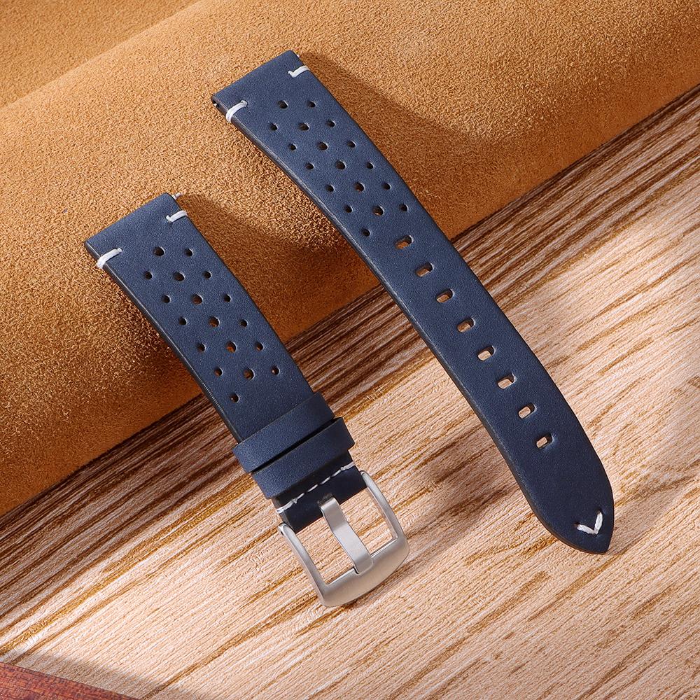 20mm 22mm Leather Wristband for Men Women Causal Breathable Watch Strap Brown Quick Release Bracelet for Seiko 5 for Huawei Gt3