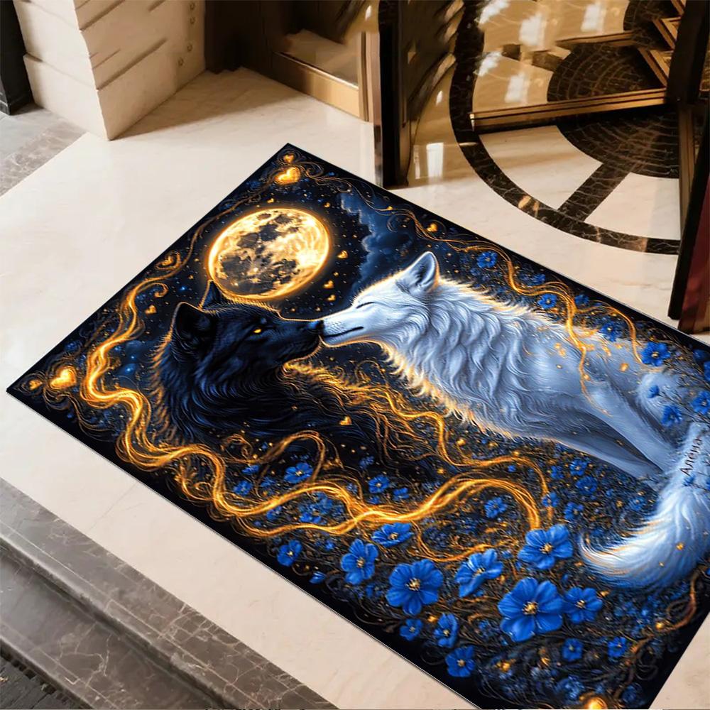 1pc Wolf Pack Forest Design Home Carpet Non-slip Office Decor Gift Living Room Bedroom