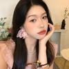 Super Fairy Pink Mesh Flower Earrings for Women, Suitable for Summer Stud Earrings, Atmosphere, Vacation Style, Sweet and Gentle Earrings