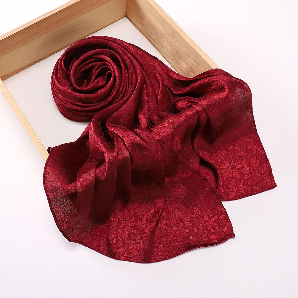 Elegant Women Silk Scarf Satin Solid Flower Wrap Shawl Sunscreen Bandana Hijab Mujer Scarve Pareo Beach Boho Headscarf Sweet New