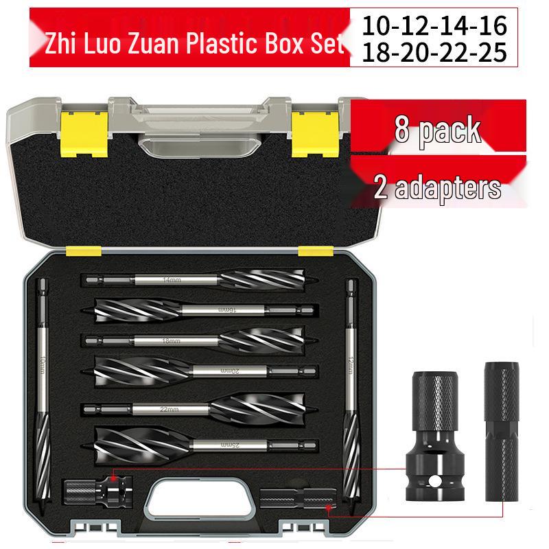 Ruiqi Hex Shank Four-Edge Wood Drill Bit for Door Lock and Drawer Hole Cutting
