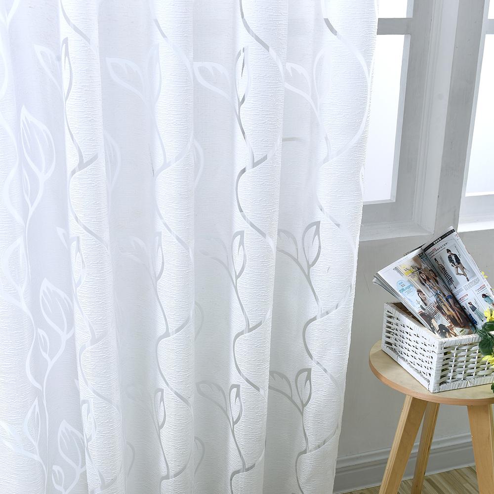 Floral Printed Curtains Window Gauze White Living Room Drape Fashion Polyester Washable Warm Winter Style Bedroom Cafe Shop