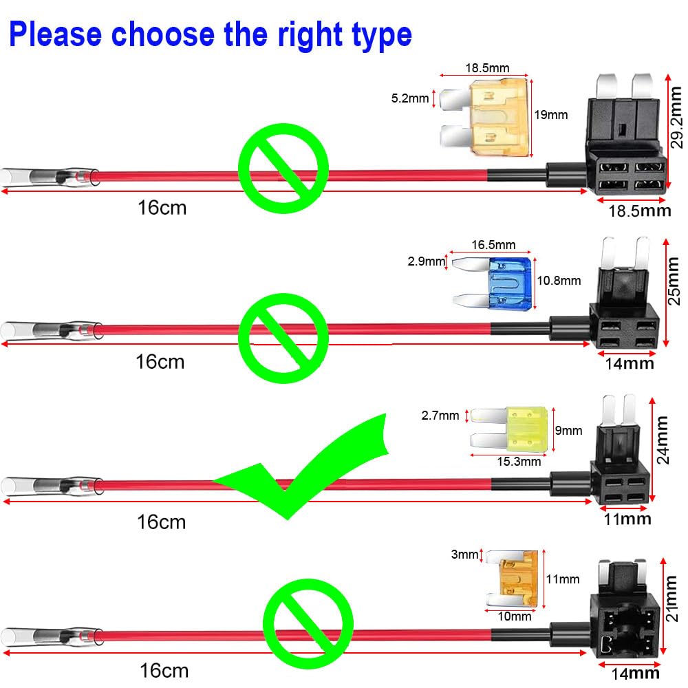 KILIGEN 6pcs 24V Micro 2 Circuit Fuse Tap Kit, Automotive Flat Type