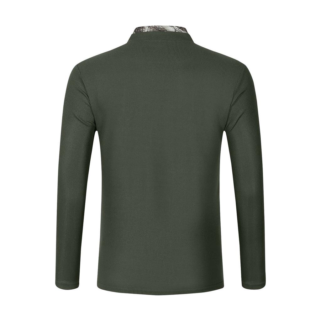 Men's Single Breasted Round Neck Long Sleeved Casual Sports Top