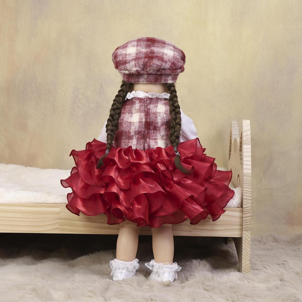 KEIUMI Full Silicone Vinyl 22 Inch Red Dress Lively Reborn Baby Doll Realistic Skin Babies Doll Children Gift