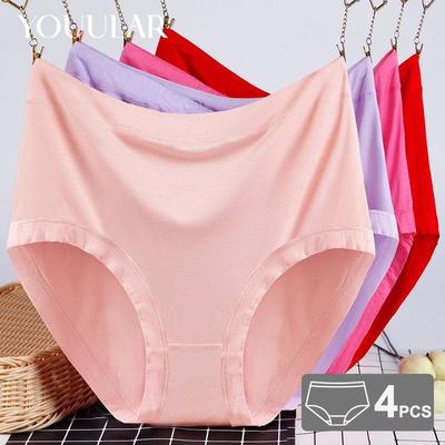 4 Teile/los Modale Unterwäsche frauen Hohe Taille Plus Größe Damen Mutter Lose Einfache Slips