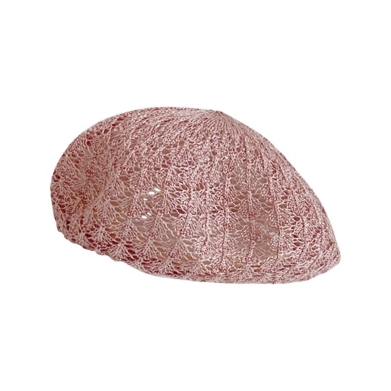Elegant Hollow Out Knitted Beret Cap Stylish Pumpkin Shape For Ladies Daily Wear