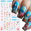 1 Sheet Holographic Jellyfish Dolphin Nail Art Stickers 3D Mermaid Ocean Shell Nail Decals Adhesive Ocean Beach Designs Nails