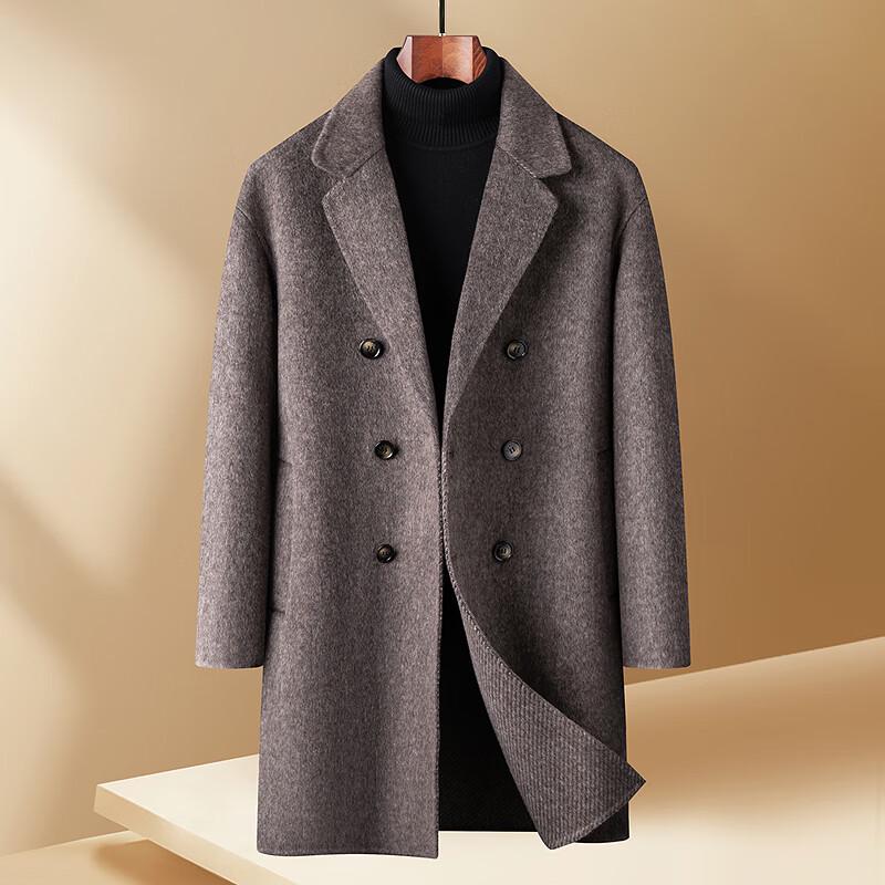 

FAPAI Men s Double-Breasted Wool Blend Overcoat L