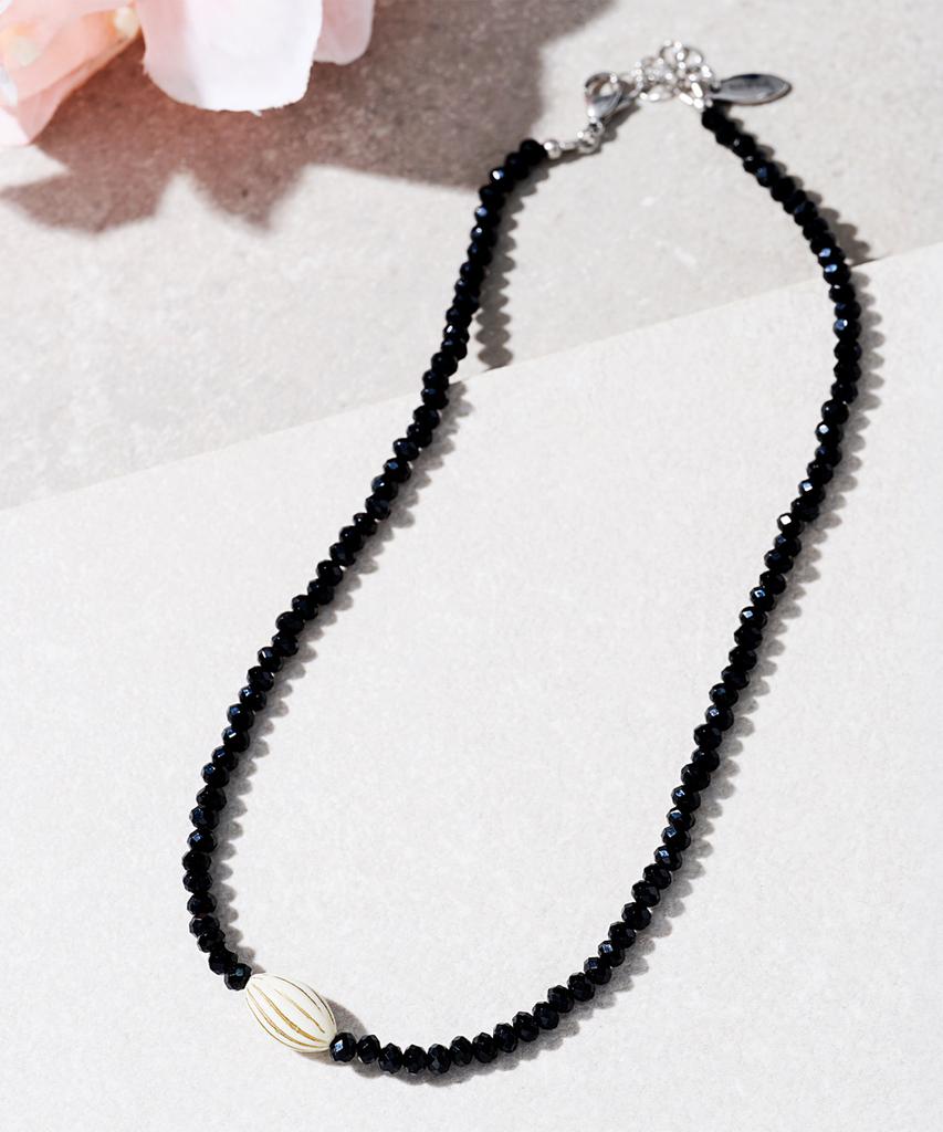 Polalita Mini Black Almond Necklace (Plt-Nl-011_Bk)