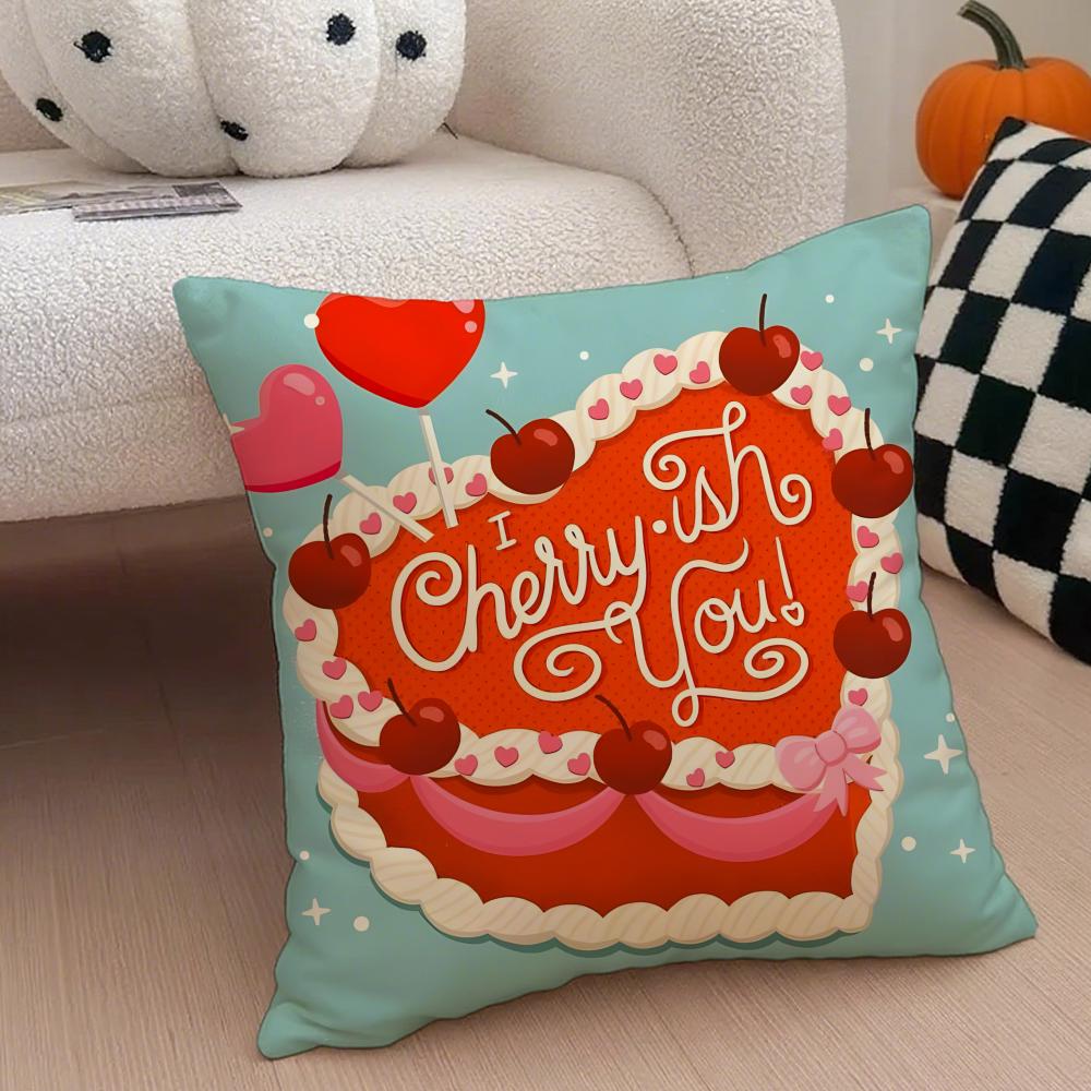 Valentines Day Gift with Heartshaped Pattern Cushion Cover Throw Pillow Cover Hidden Button Durable Polyester Chair Cushion