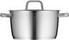 WMF Iconic Large Cooking with Metal Induction Cooking Large Cromargan Polished Stainless Uncoated Pot, 24cm, Lid, Pot, 5.6L, Pot, Steel,