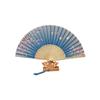 Bamboo Folding Fan, Green Smile Design, Women’s Elegant Dance Fan, Perfect Student Gift