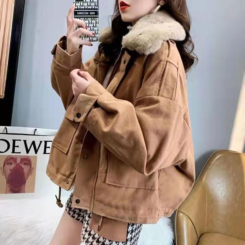 Petite Women's 2025 Winter Parka: Fleece-lined, Thickened Cotton Jacket with Fur Collar