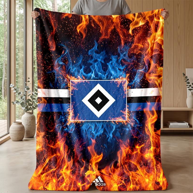 Hamburger SV Football Print Flannel Blanket, Soft Warm Lightweight Throw Blanket for Sofa Bed Camping
