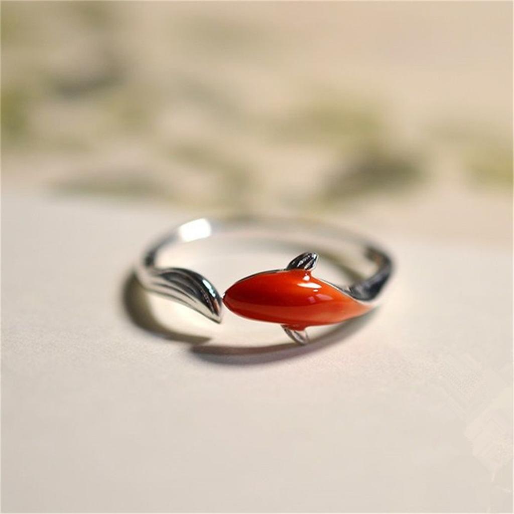 Vintage Glücklicher Koi Fisch Öffnungsringe für Damen Silberfarbenes Metall Zarter Fisch Damen Fingerring Party Schmuck Geschenke