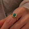 Watermelon Striped Green Rings Women Geometric Stainless Steel Anillos Party Bague Vintage Jewelry Minimalist Accessories Gift
