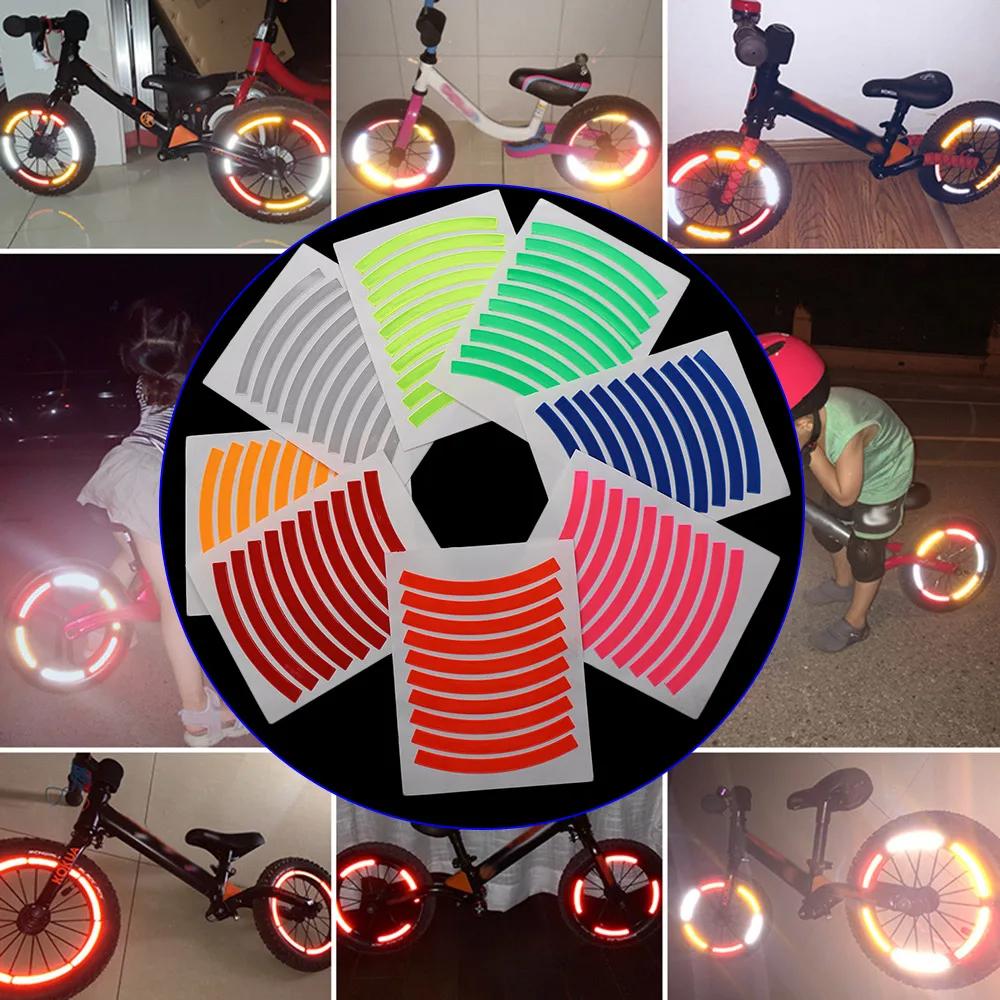 5pcs Kids Bike Wheel Reflective Stickers Bicycle Reflective Tape Strips Balance Bike Accessories