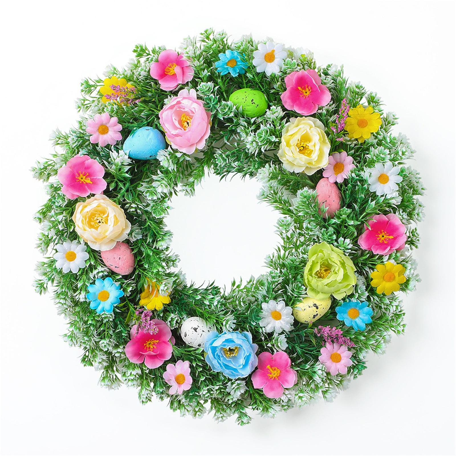 Пасхальный венок, Весенний пасхальный венок с яйцами, Венок с воскресшими яйцами, Искусственный цветок, Венок из водных растений, Праздничное украшение