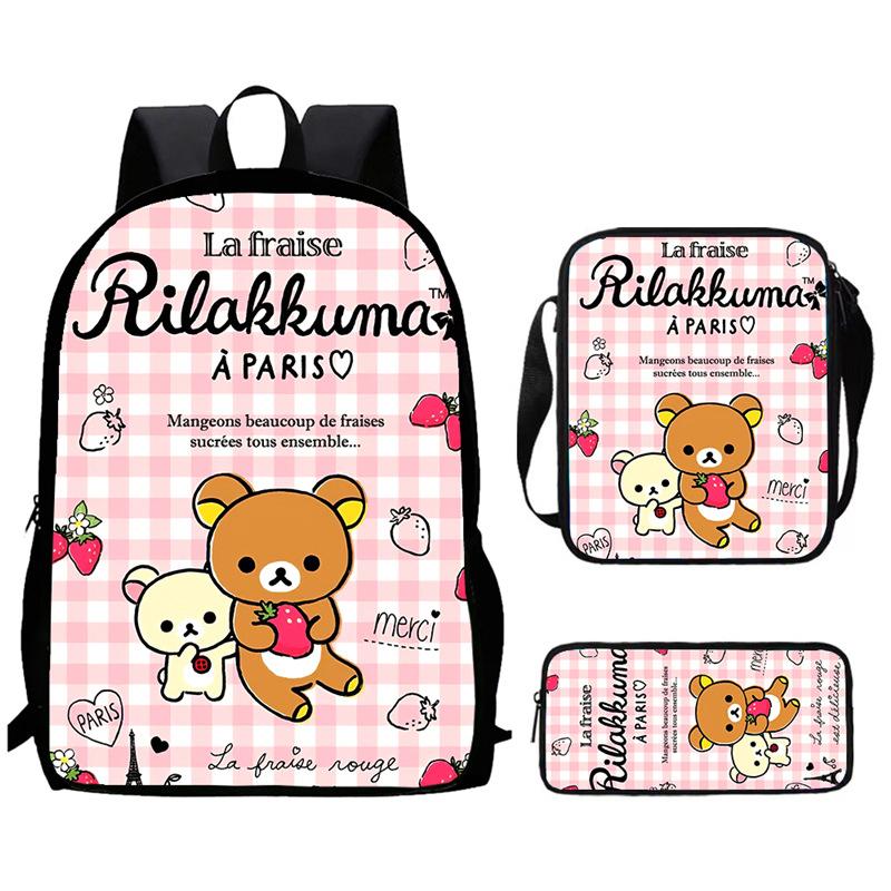 Strawberry Bear School Bag High Definition Printing Multi-Function Oxford Lightweight Backpack